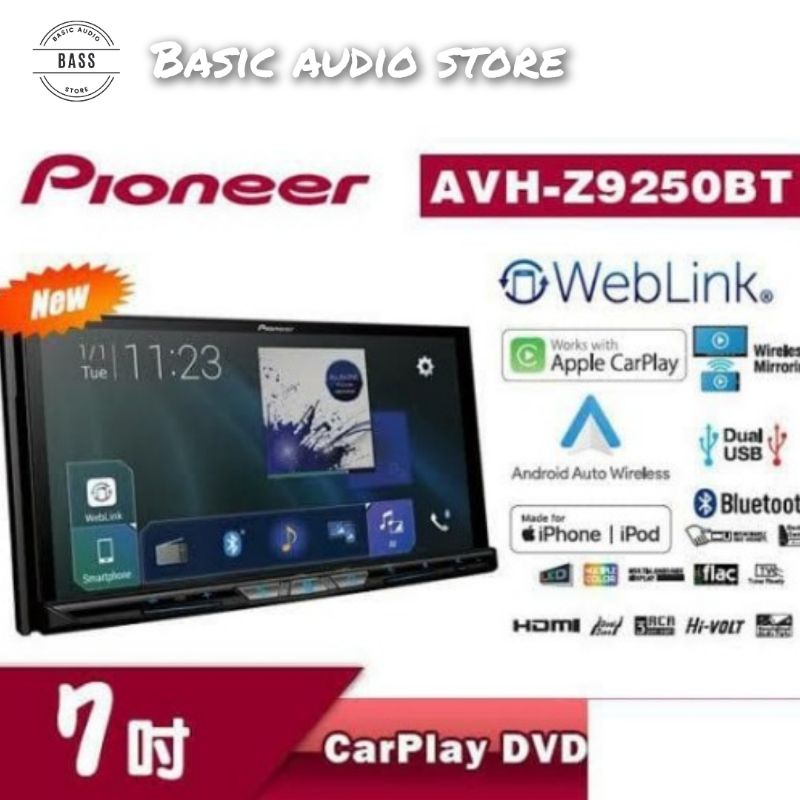 PIONEER AVH-Z9250BT HEAD UNIT DOUBLE DIN ANDROID AUTO