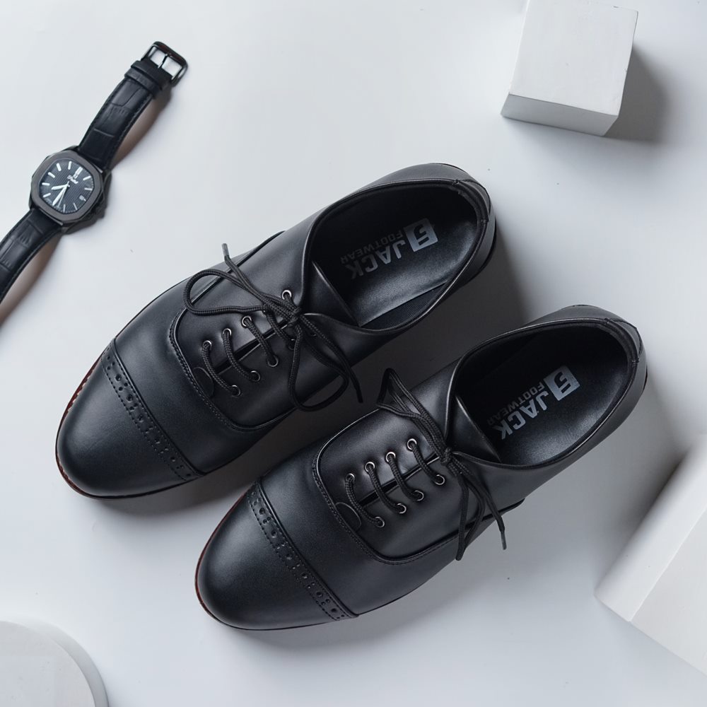 EDRIC BLACK |ManNeedMe x Jack| Sepatu Oxford Pria | Pantofel Formal ORIGINAL