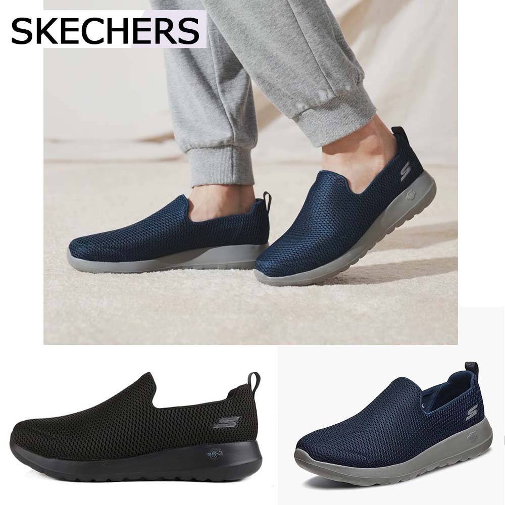 SKECHERS kasual sepatu casual sepatu pria hitam  slip on cowok  rajut pria shoes