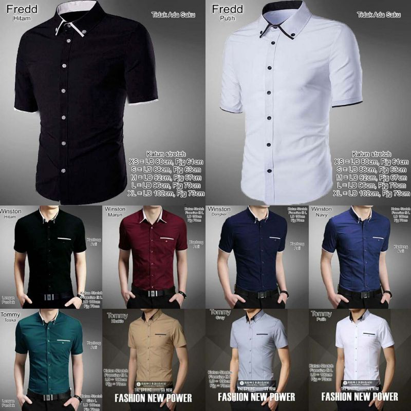 Kemeja pria lengan pendek - baju cowok polos korea tommy