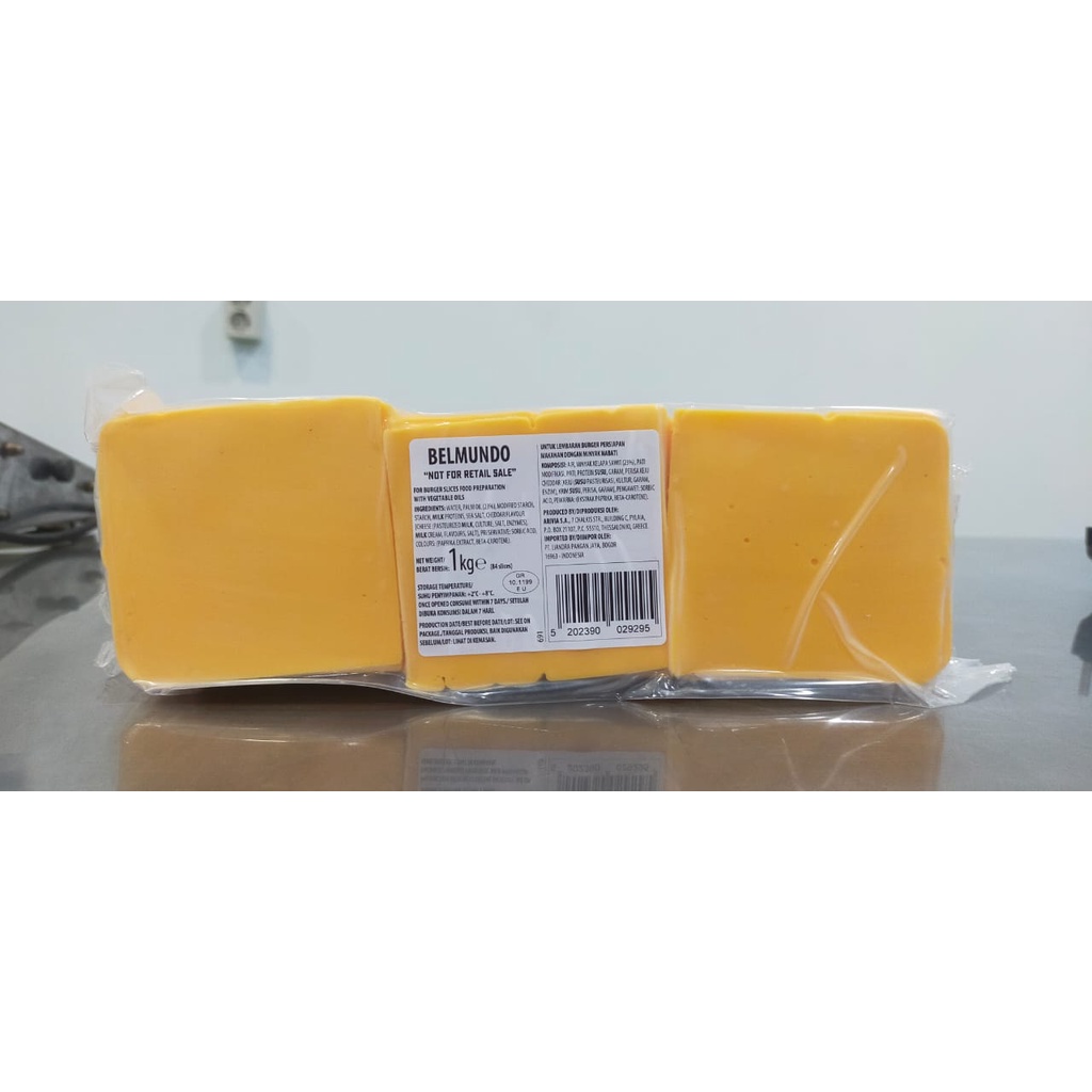 

Belmundo burger slices colour cheese 28 (1/3 kg) & 84 slices /kg