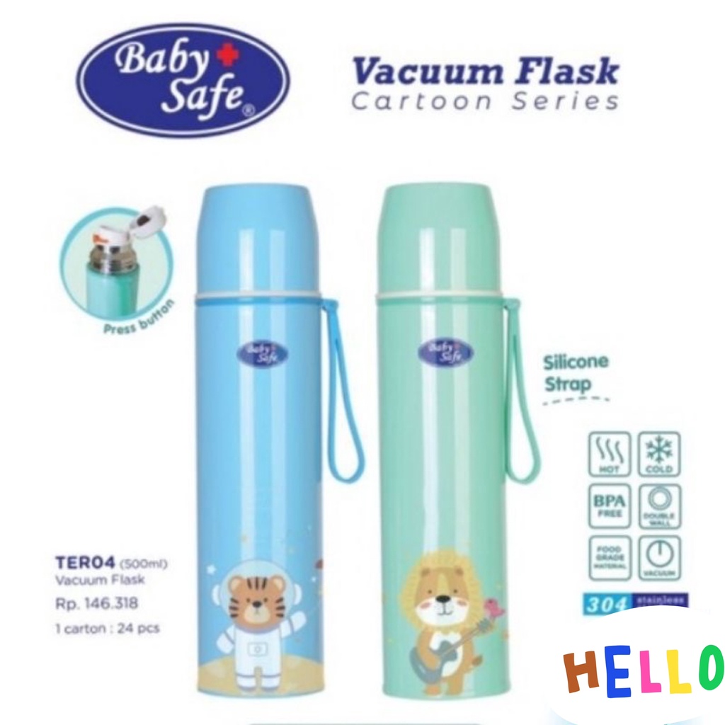 BABY SAFE Vacuum Flask Termos 350ml TER03 &amp; 500ml TER04 (Termos Air Panas Anak Bayi)