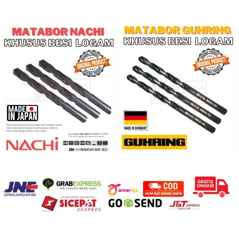 MATA BOR BESI HSS GUHRING POWERLINE NACHI DORMER 1mm 1.5mm 2mm 2.5mm 3mm 3.5mm 4mm 4.5mm 5mm 5.5mm ASLI MADE IN GERMANY MADE IN JAPAN MADE IN UK be