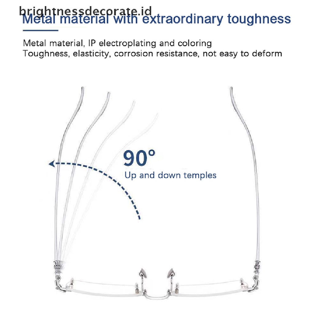 [Birth] Kacamata Baca Pria Presbyopia Goggles Wanita Vintage Rimless Eyewear Diopter+1.0 1.5 2.0 2.5 3.0 3.5 4.0 [ID]