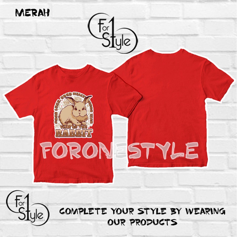 TYPE B57 Baju imlek LOGO KELINCI COKLAT-kaos imlek shio kelinci 2023-Tshirt Chinese new year 2023-ka