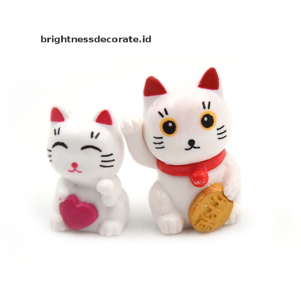 [Birth] 4pcs Kartun Kucing Keberuntungan Lanskap Mikro Dekorasi Taman Miniatur Ornamen [ID]