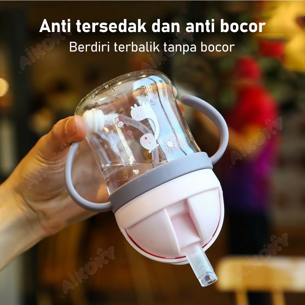 AIKOKY Botol Minum Anak Bayi Training Cup Sedotan Anti Tumpah dan Anti Pecah Baby Sippy Cup 250ML