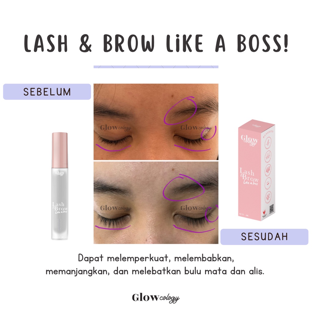 LYNL GLOWCOLOGY moisturizing lippie care &amp; lash and brow serum penumbuh bulu mata bibir hitam pink mencerahkan menghaluskan menutrisi vitamin murah bpom melebatkan bulu mata alis menebalkan panjang memanjangkan menghitamkan bibir pecah pecah