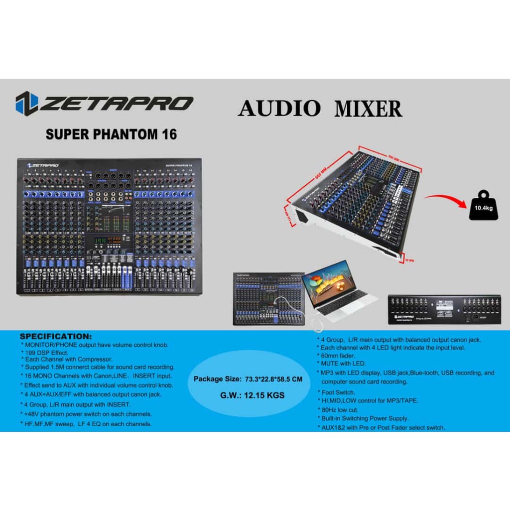 Mixer Zetapro SUPER PHANTOM 16 SUPER PHANTOM16 Channel ORIGINAL