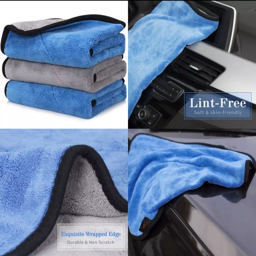30x60cm Lap Mobil Microfiber Tebal jumbo 800GSM KAIN Lap Mobil BIRU