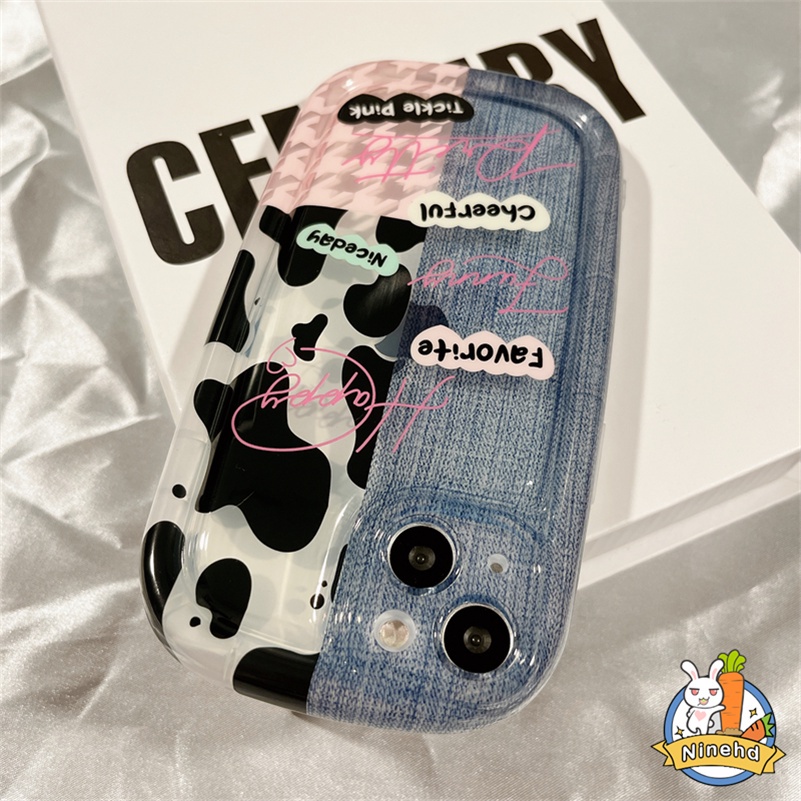 Soft Case Pelindung Motif Puzzle Denim Susu Tahan Banting Untuk iPhone 14 13 12 11 Pro Max X Xr Xs Max 8 7 6 6s Plus SE 2020