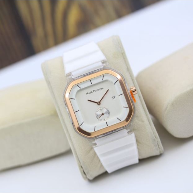 Jam Tangan Wanita Pria Hush Puppies Rubber Segi Casual