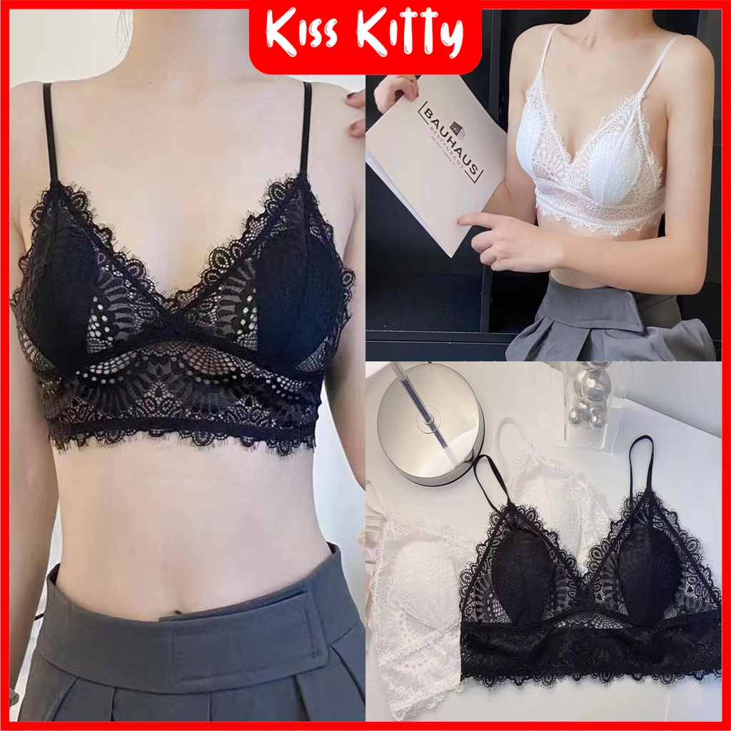 Bra Seksi Wanita BH Pakaian Dalam Renda Bikini Cantik Tanpa Kawat Transparan Impor Korean Jepang