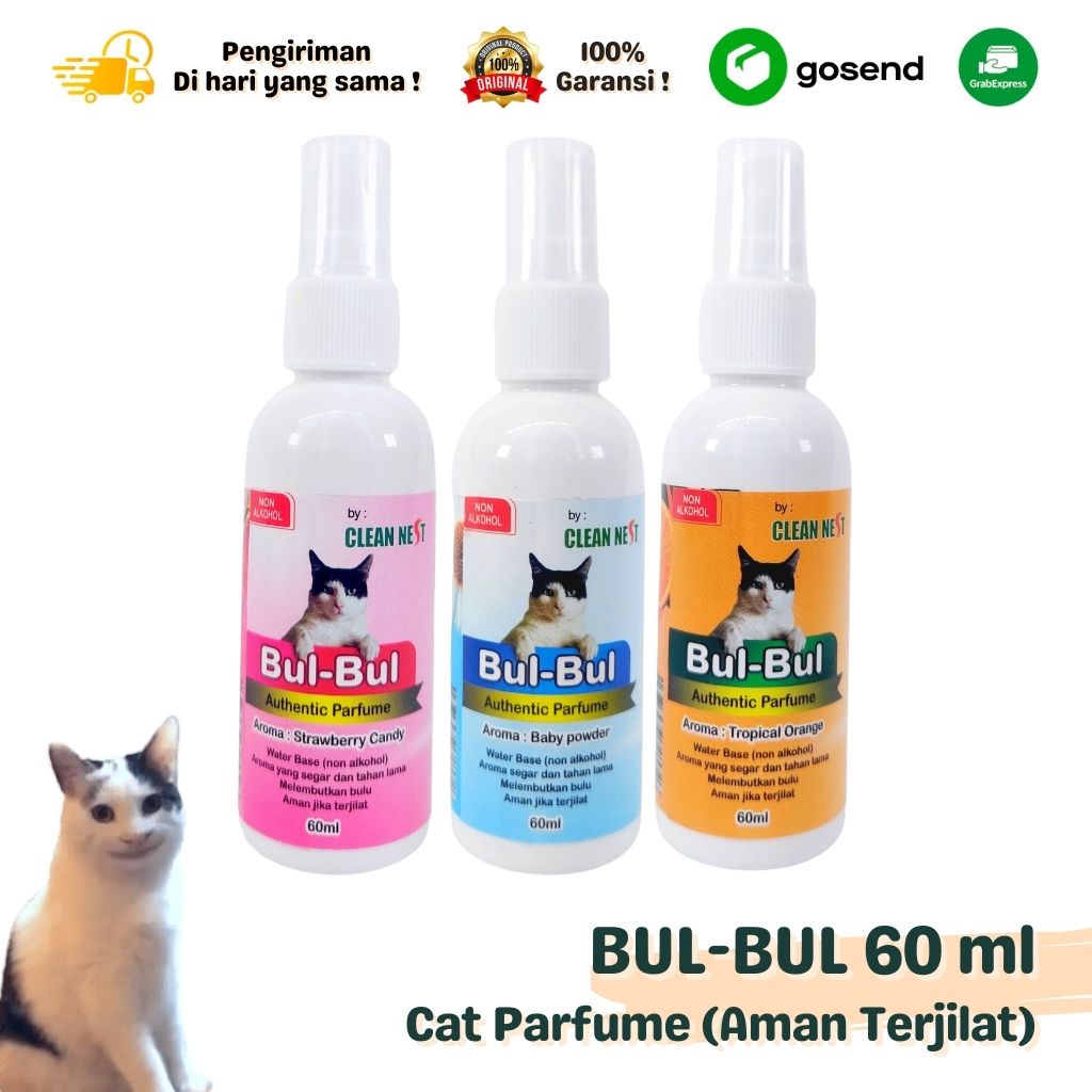 Parfum Kucing Aman Terjilat BUL BUL Non Alkohol Wangi Baby Powder 60 ML