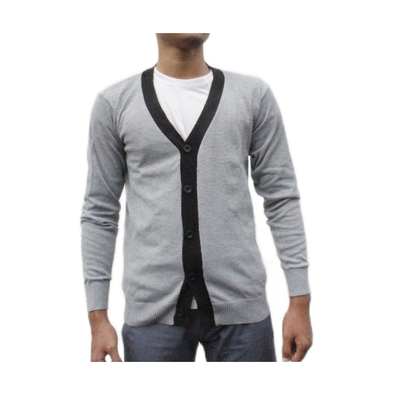 CARDIGAN PRIA GARIS HITAM / BERGARIS