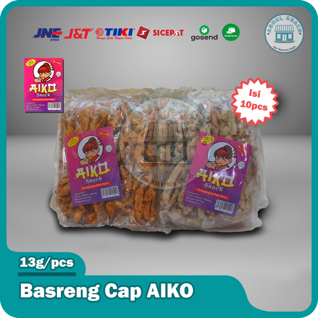 

Basreng Stik Cap Aiko Pedas dan Original Kemasan Kecil Eceran 1 pak isi 10 pcs @13 gr