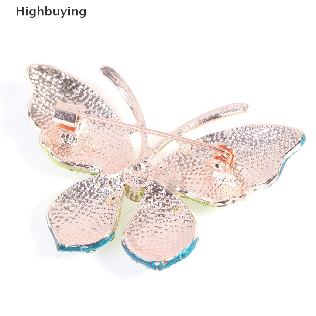Hbid 1PC Elegan Pesona Kupu-Kupu Bros Wanita Berlian Imitasi Besar Kupu-Kupu Pin Hadiah Glory