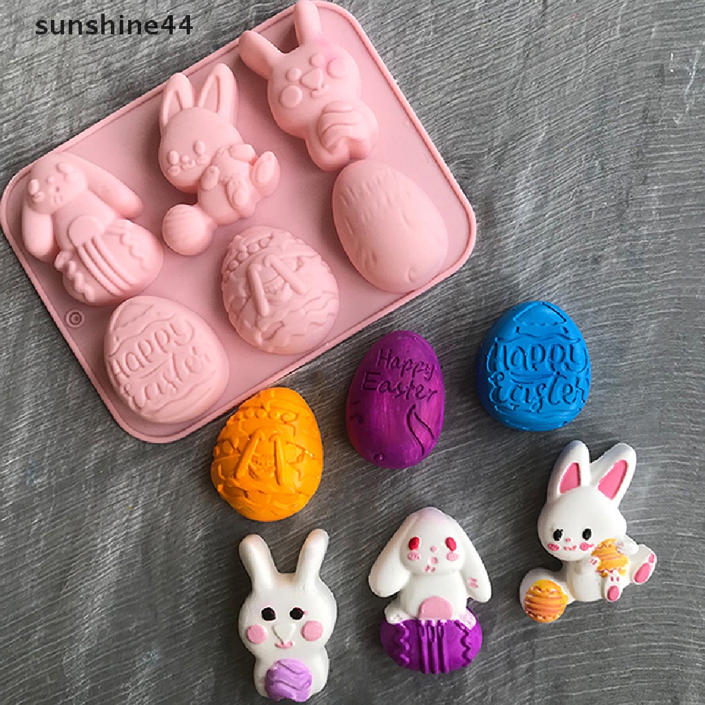 Sunshine Happy Easter Cetakan Bunny Easter Telur Silicone Mold Coklat Jelly Puding Kue Dekorasi Cetakan Rumah Tangga Dapur Pesta Paskah.