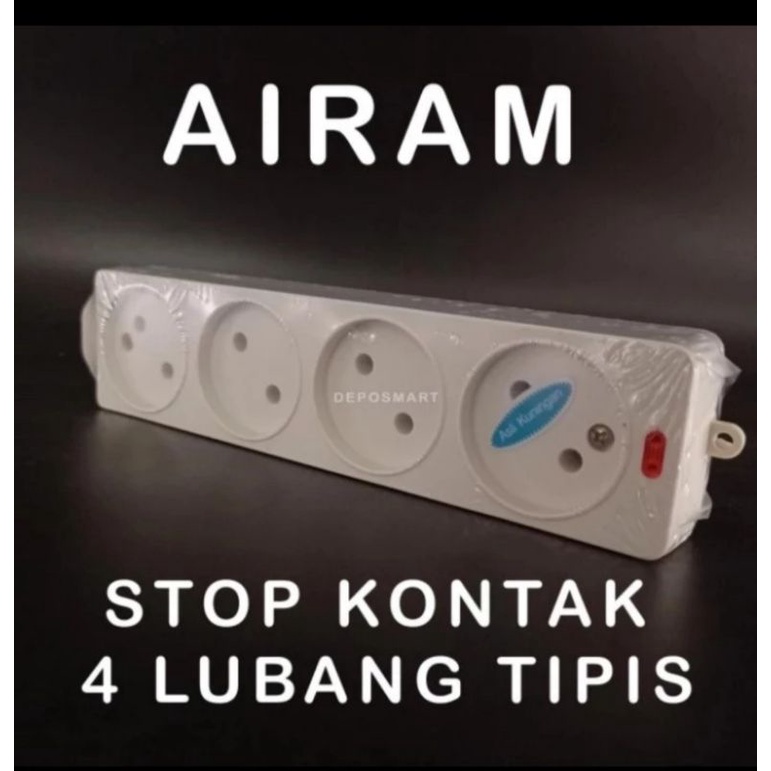 AIRAM Stop Kontak Gepeng Tipis 4 Lubang + Lampu Standar SNI