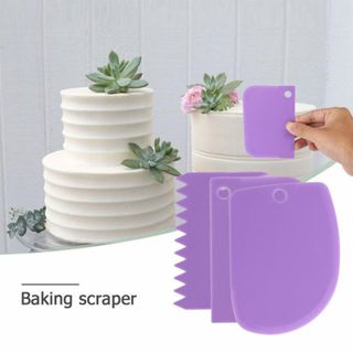 Scraper Buttercream Alat Dekorasi Hias Kue Penghalus Cake Potong Dough 1 Set Isi 3