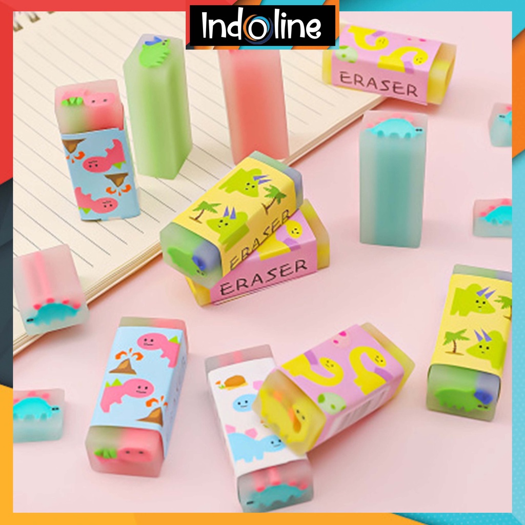 

✔️ Penghapus Pensil Motif Cartoon Little Dinosaur Eraser Learning Import COD