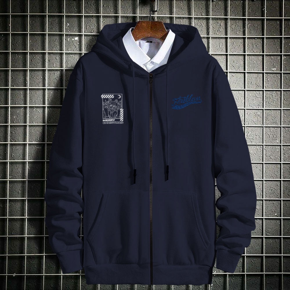 FORTGLASS CHRISTMAS STREET Outerwear Unisex Zipper Sablon Pria Premium Jaket Pria Jumper Hoodie