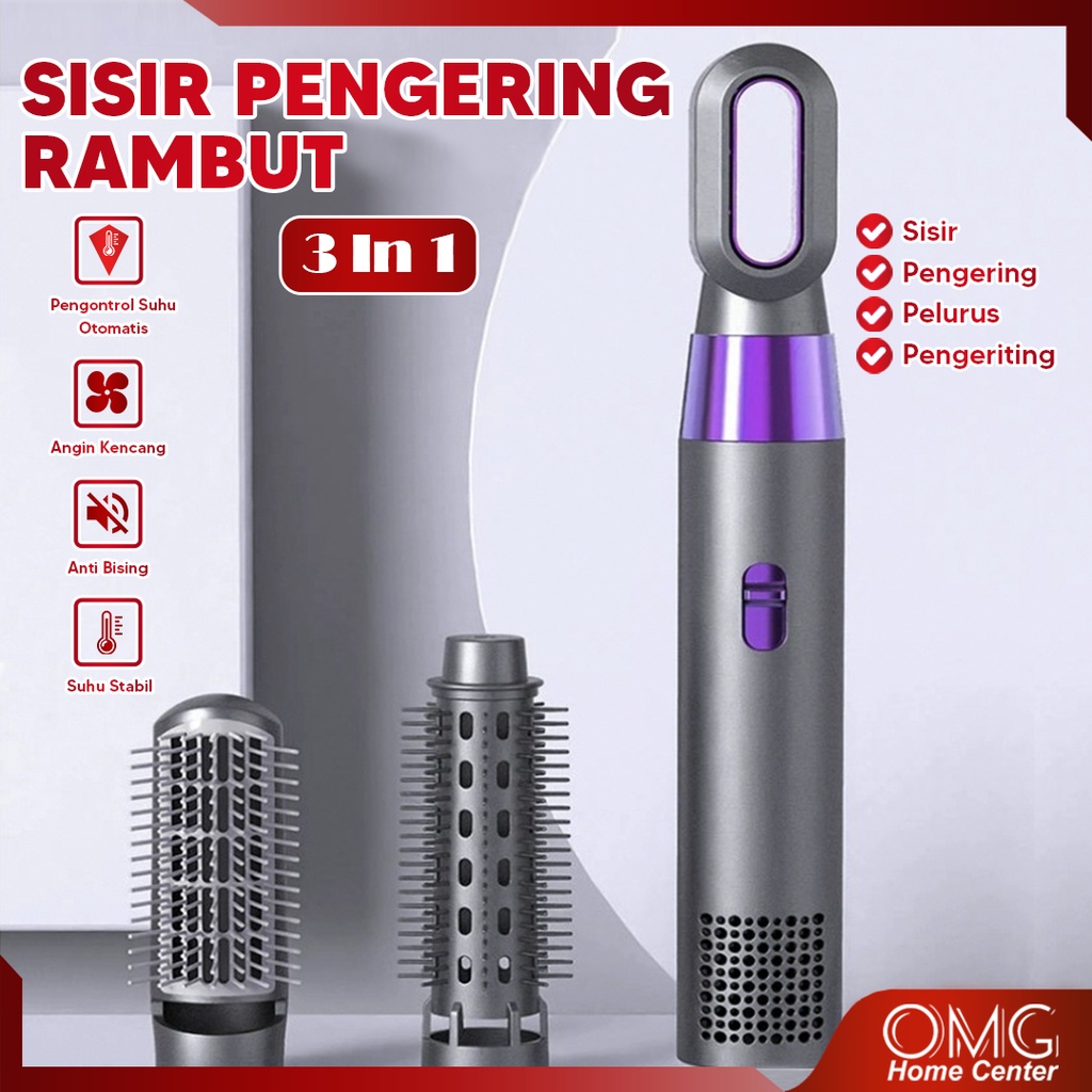 HAIR DRYER SISIR PENGERING RAMBUT BLOW 3 in 1 Hairdryer Comb Portable Rambut Keriting Lurus Wanita L