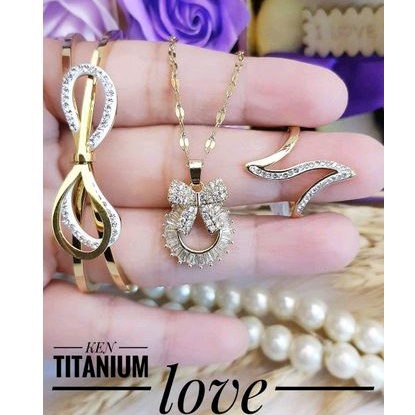 Set Perhiasan Titanium Wanita Dewasa Terbaru Awet Anti Karat Lapis Emas 019b