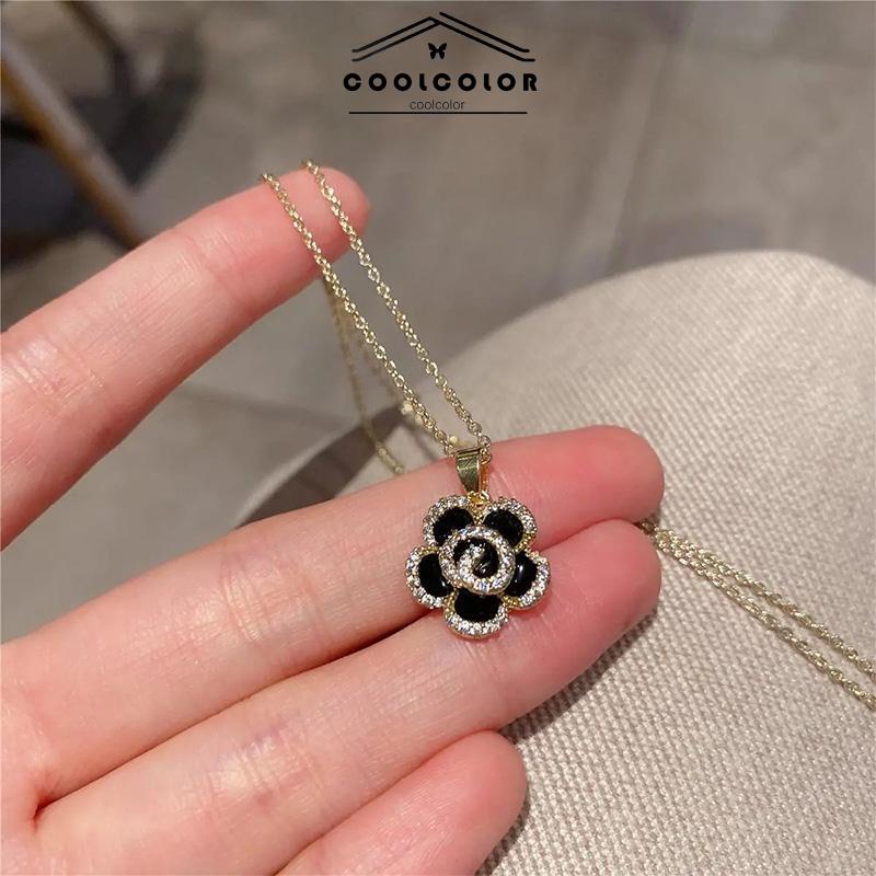 COD❤️Kalung Wanita Gaya Korea Makna Desain Camellia Liontin Rantai Selangka Untuk Perhiasan Wanita- cl