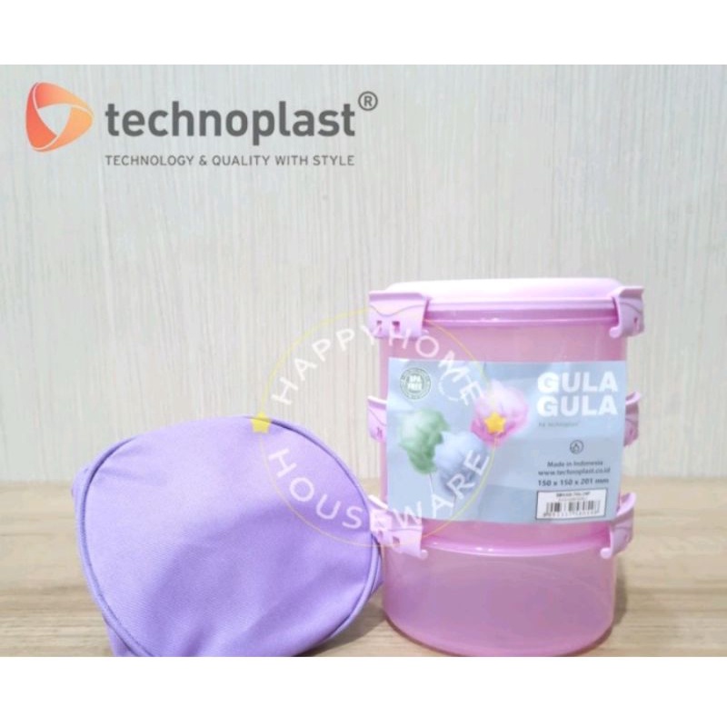 TECHNOPLAST Gula-Gula Sealware Stackable 3SSn | Rantang Click Lock + Tas