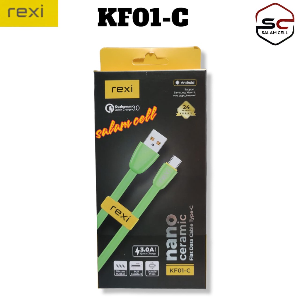 Kabel Data Type-C Rexi KF01-C Quick Charge 3.0 Nano Ceramic Original Rexi Kf01c Garansi Resmi