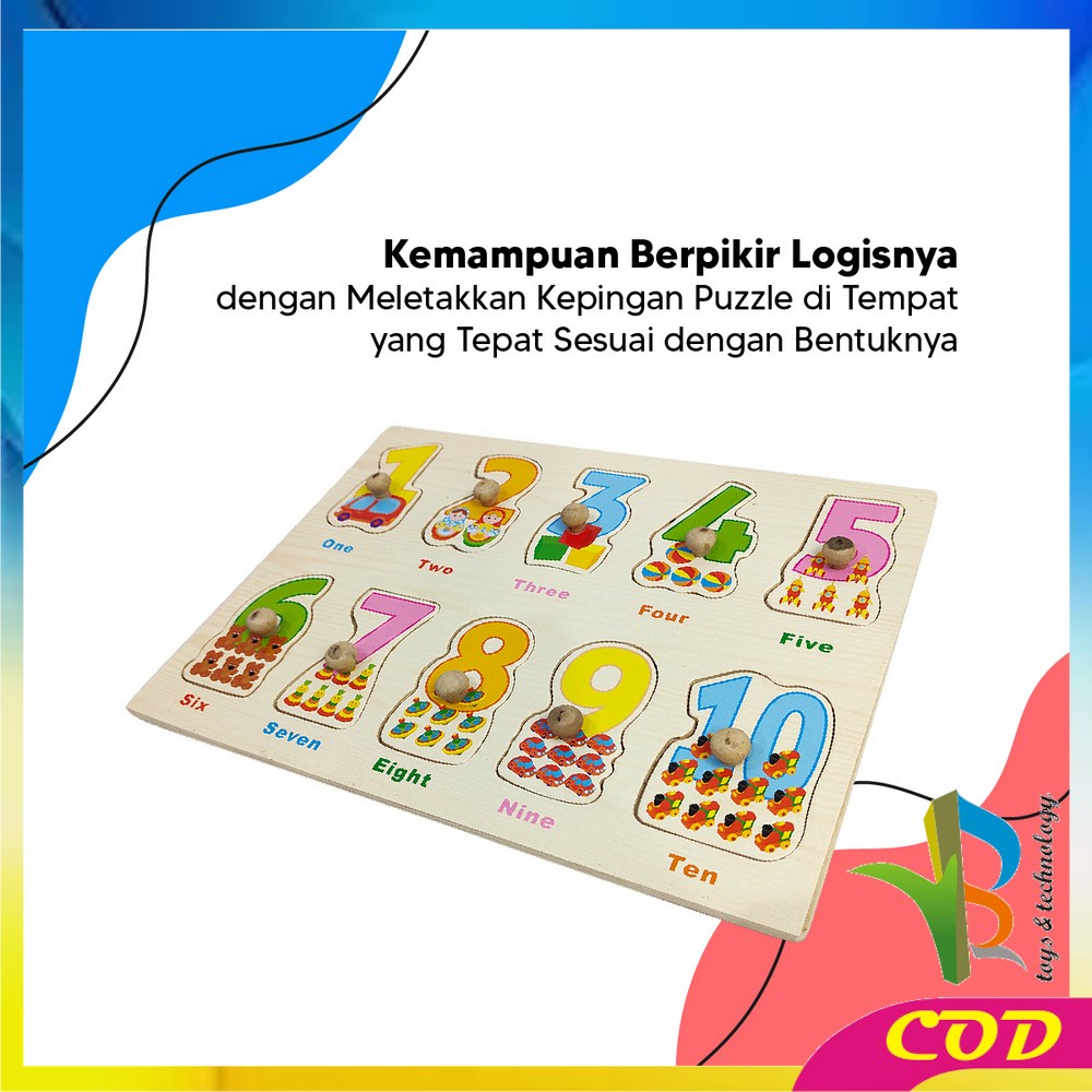 RB-M302 Puzzle Kayu Mainan Edukasi Anak Balok Kayu Knob Background Bergambar / Maenan Wooden Toys Edukatif Puzzle Kayu Knop