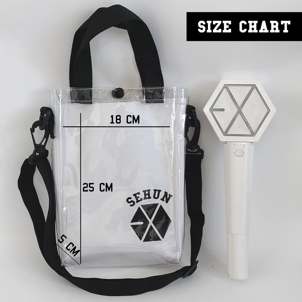 SEHUN CHANYEOL EXO TAS SELEMPANG TRANSPARAN PVC KANVAS MIKA SLING BAG EXO