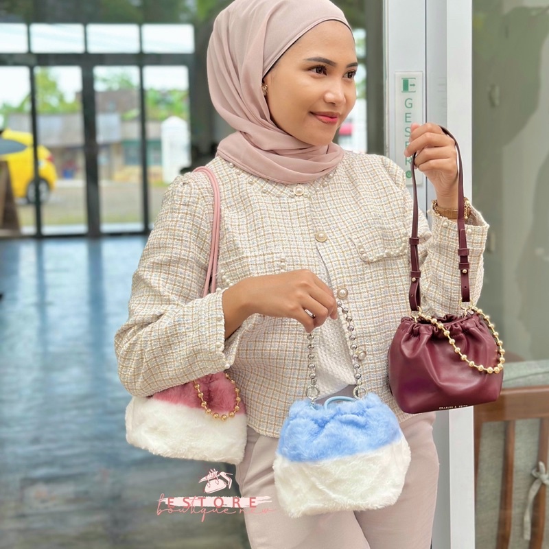 Tas Wanita Ruched Bucket Mini