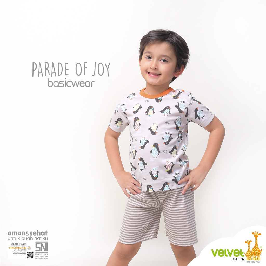 Baju Bayi Setelan Anak Kancing Pundak Pendek Celana Pendek Velvet Junior BasicWear Parade of Joy