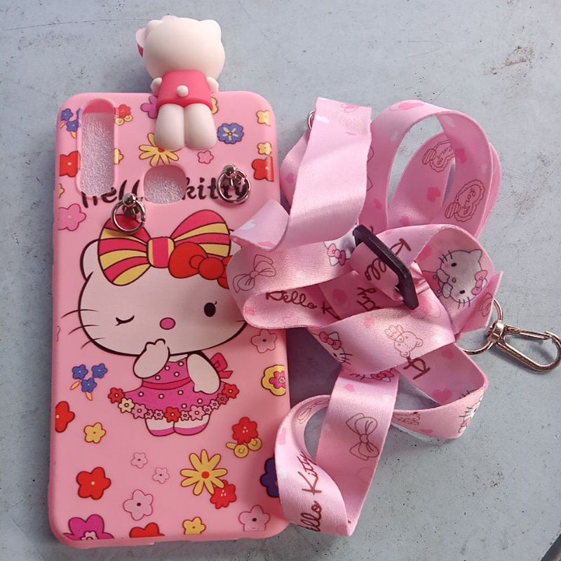 Case casing VIVO Y12 Hello Kitty dengan tali gantungan