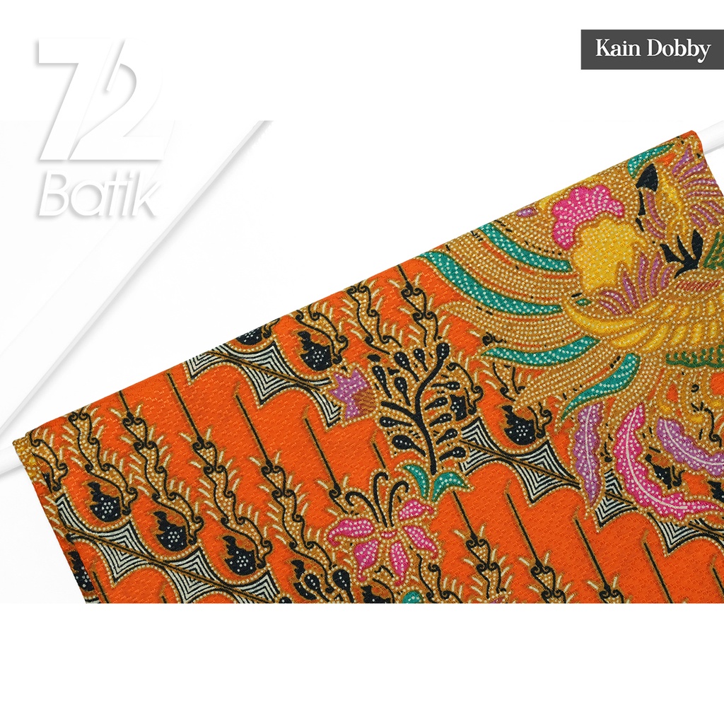 KAIN BATIK PREMIUM Dobby Motif Kembang Mlungker Orange 722799 Cap 72 Jarik Jarit Samping Kebat Panjang Batik Katun Modern Premium Bahan Seragam Batik Pernikahan Kantor Keluarga Murah Kamen Jadi Batik Bali Lembaran