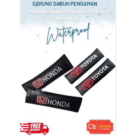 Sarung Safetybelt Seatbelt Sarung Sabuk Pengaman Mobil Universal Size Honda Kulit Sintentis 1 Set Seat Belt Pad Cover Sabuk