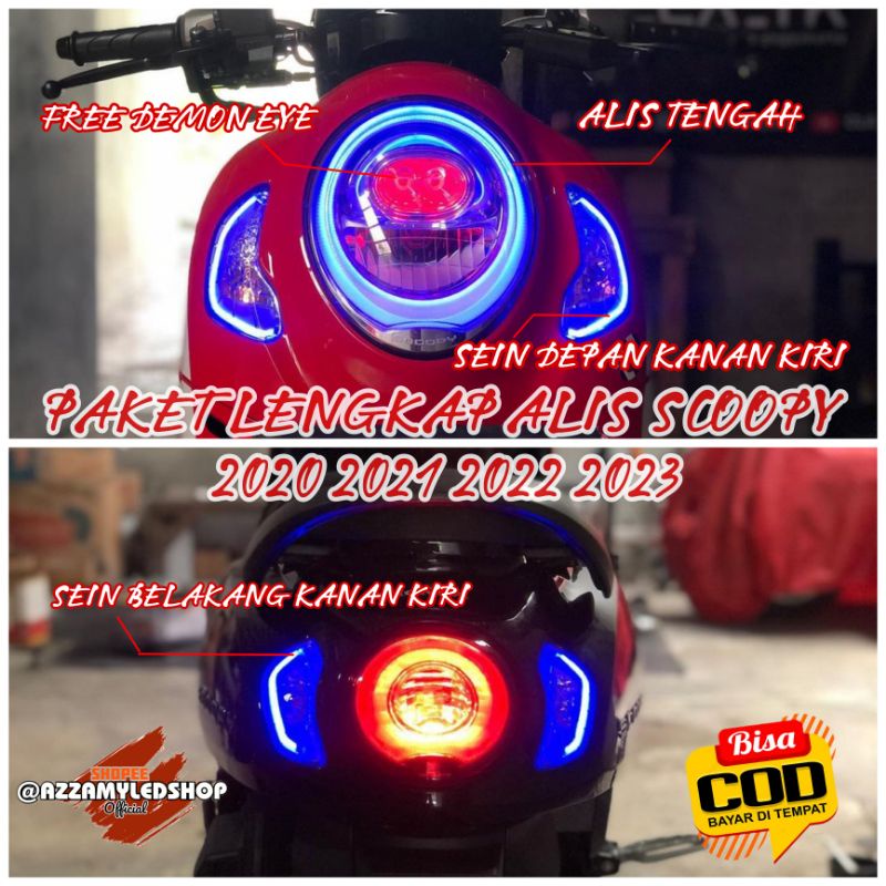 PROMO Lampu alis lengkap scoopy sein depan belakang bonus devil demon eye no bintik berkualitas