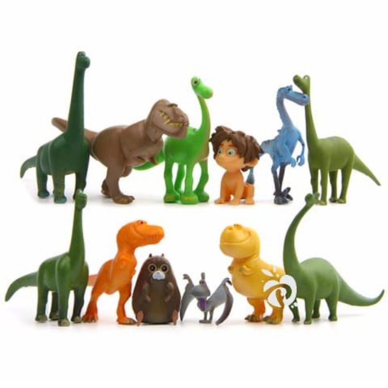 {DS} Dinosaurus Figure Set 12 Pajangan Mainan Miniatur Hiasan Toppers Set Mainan Anak