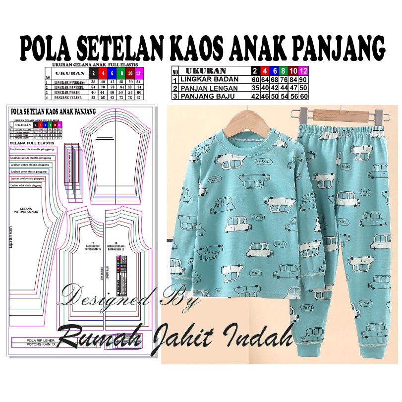 Pola setelan kaos anak Pola Kaos anak Pola jiplak Pola baju