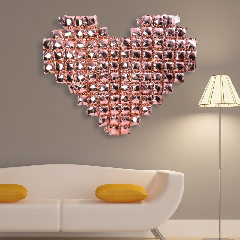 Balon Dinding Latar Belakang Berbentuk Hati 55inci/balon Cinta Film Aluminium Untuk Pesta Hari Valentine DIY Decor