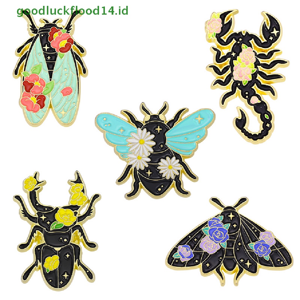 [GOOGFOUR] 1 Pcs Bunga Serangga Enamel Pin Nature Ngengat Cicada Scorpion Bros Kerah Ransel Lencana Lucu Perhiasan Hadiah Untuk Teman Anak [TOP]