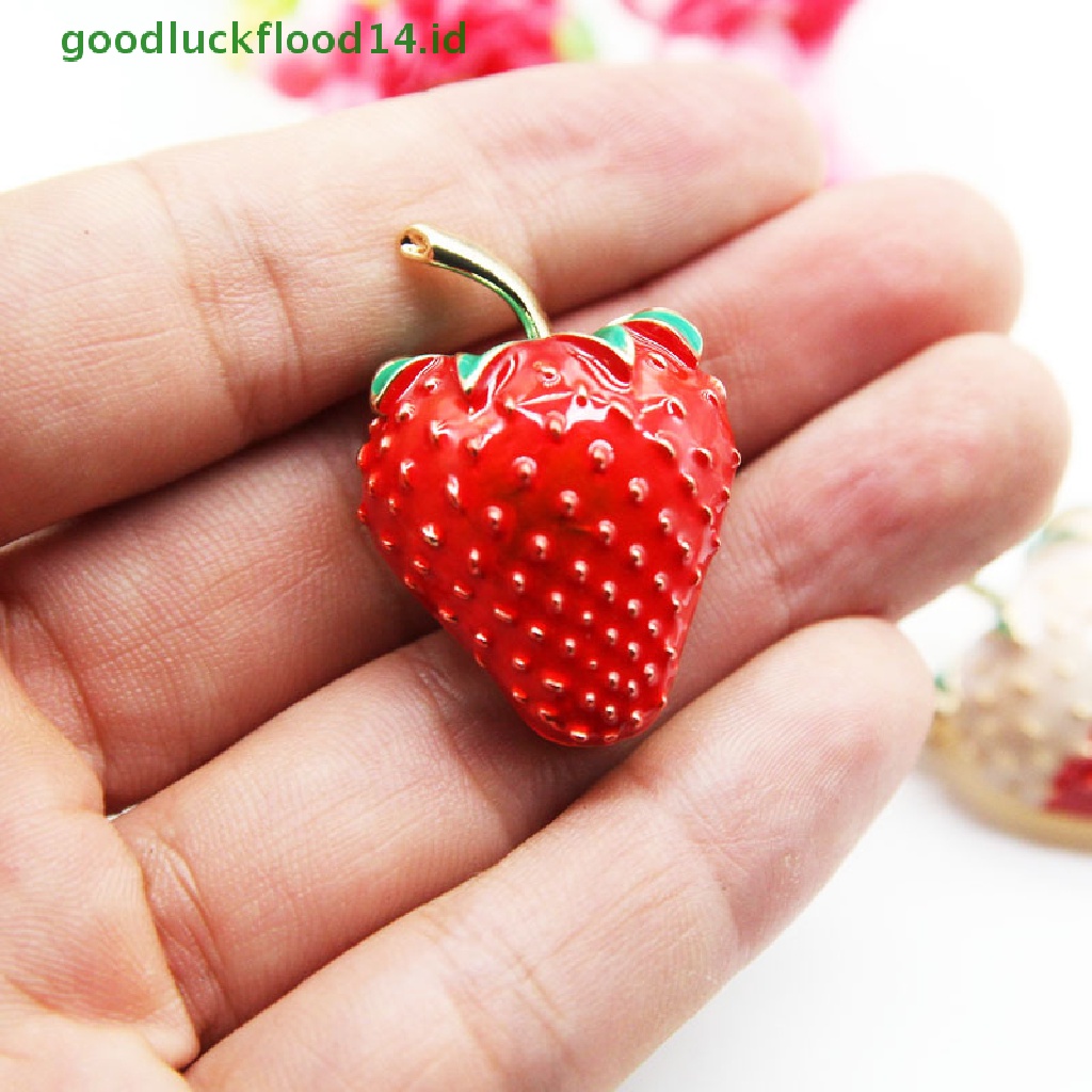 [GOOGFOUR] Fashion Enamel Merah Strawberry Wanita Pin Bros Kerah Lapel Badge Perhiasan Hadiah [TOP]