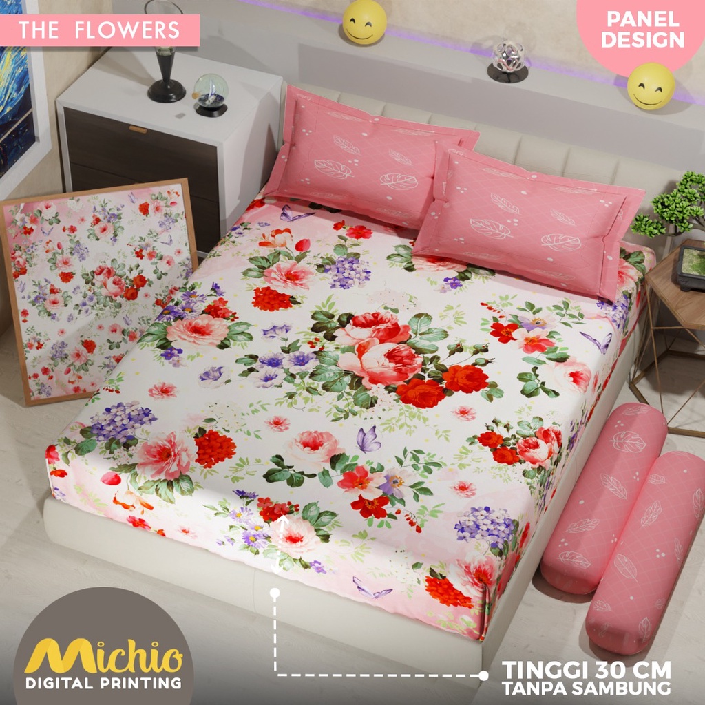 MICHIO/MONALISA - SPREI TINGGI 30 CM TINGGI 30CM PREMIUM MOTIF THE FLOWER FLOWER BUNGA MAWAR MERAH P