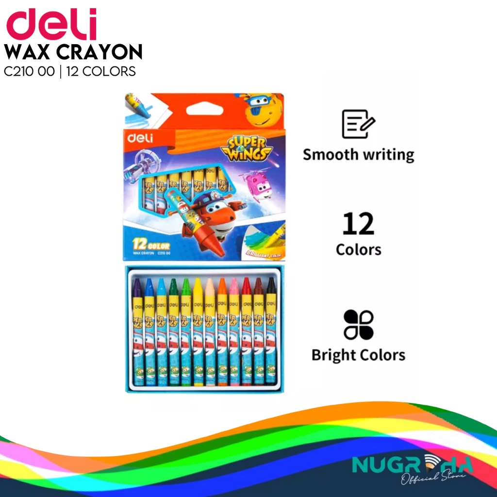 

Deli super wings wax crayon Round Barrel 12 colors EC21000