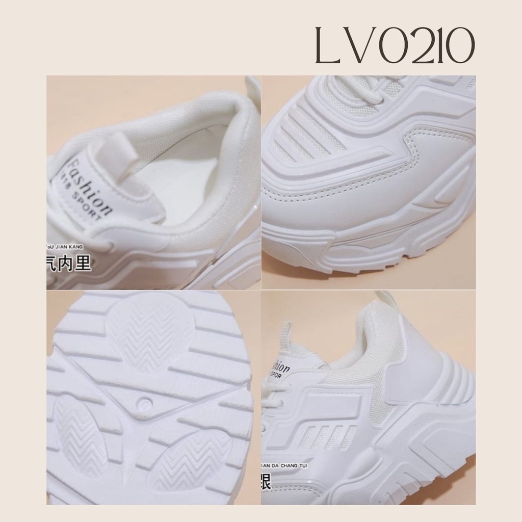 SHOEGALLERY &quot;FREE BOX&quot; LV0210 Sepatu Sneakers Wanita Sport Import Motif Garis Polos