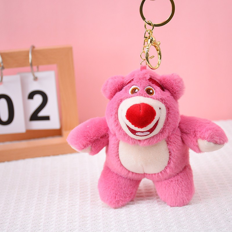 GANTUNGAN KUNCI KEYCHAIN LOTSO TOY STORY BERUANG MERAH STROBERI LUCU