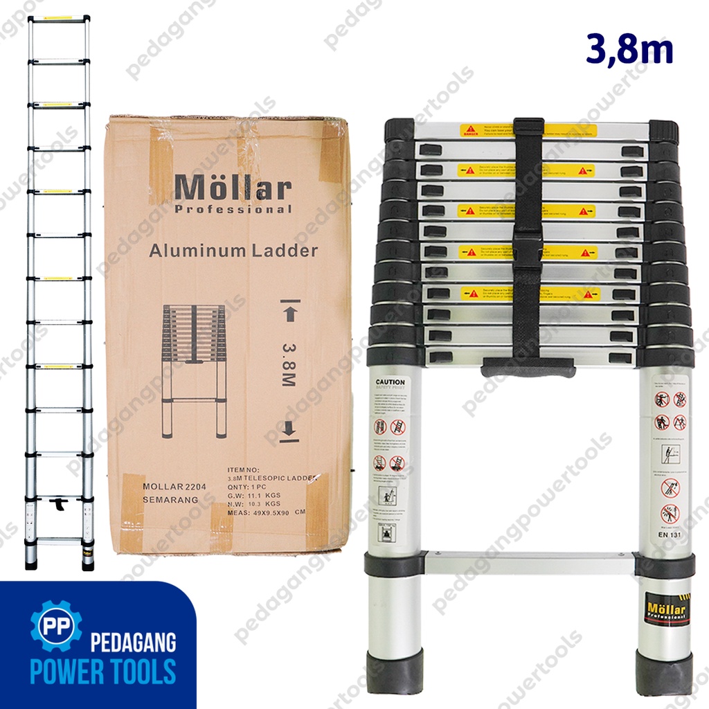 TANGGA TELESKOPIK 3.8 METER LIPAT ALUMINIUM SINGLE TELESCOPIC LADDER