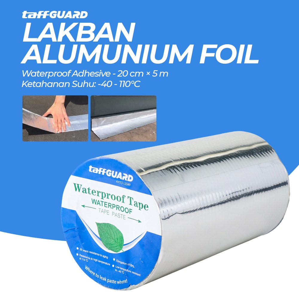 TaffGUARD Lakban Aluminium Foil Butyl Super Ahesive Duct Tape Waterproof 20 cm x 5 m - LS549